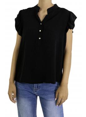 Blusa con volant e bottoni